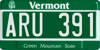 VT license plate ARU391
