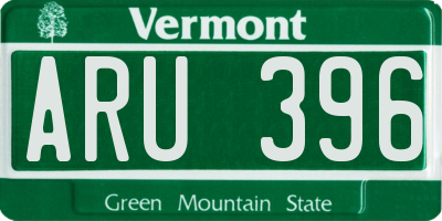 VT license plate ARU396