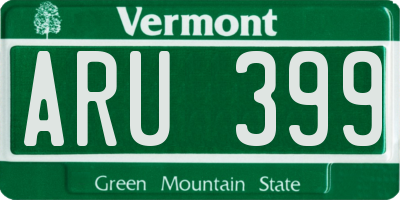 VT license plate ARU399