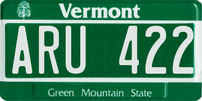 VT license plate ARU422