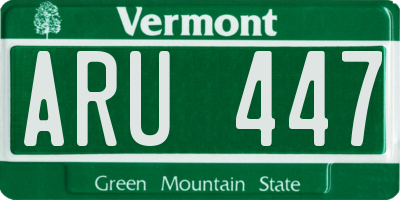 VT license plate ARU447