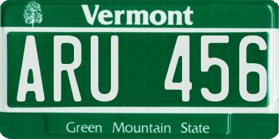 VT license plate ARU456
