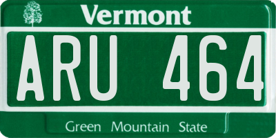 VT license plate ARU464