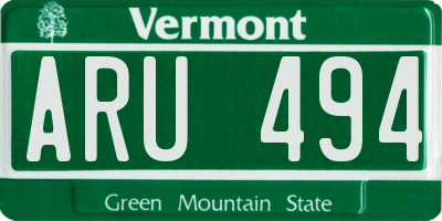 VT license plate ARU494