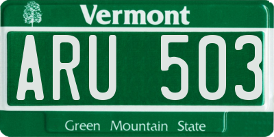 VT license plate ARU503
