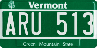VT license plate ARU513