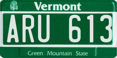 VT license plate ARU613