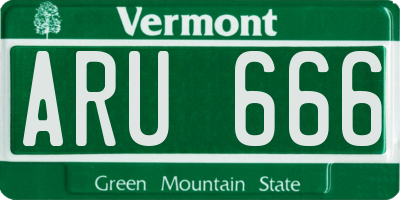 VT license plate ARU666
