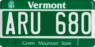 VT license plate ARU680