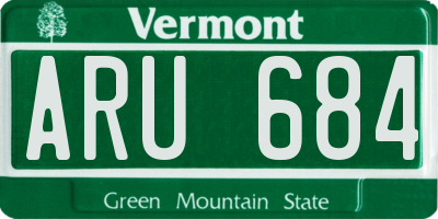 VT license plate ARU684