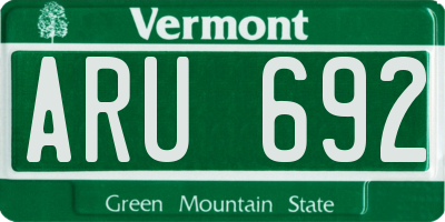 VT license plate ARU692