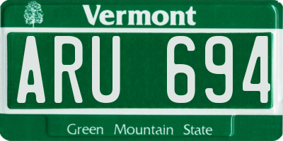 VT license plate ARU694