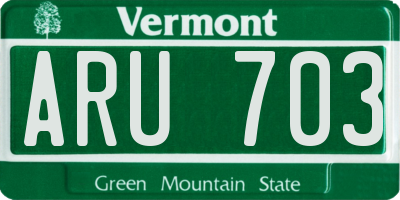 VT license plate ARU703