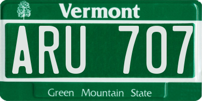VT license plate ARU707
