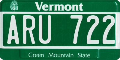 VT license plate ARU722