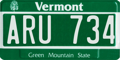 VT license plate ARU734
