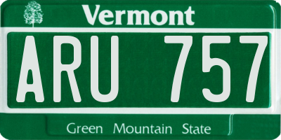 VT license plate ARU757