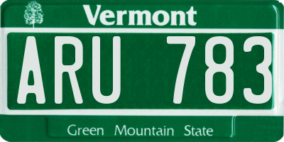 VT license plate ARU783