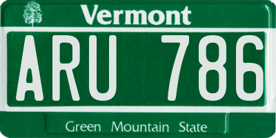VT license plate ARU786
