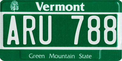 VT license plate ARU788