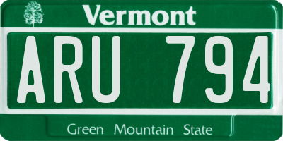 VT license plate ARU794