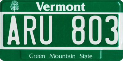 VT license plate ARU803