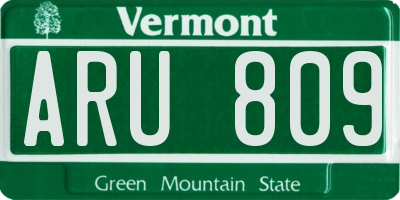 VT license plate ARU809