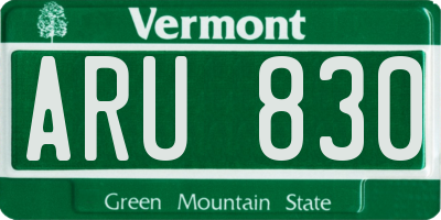 VT license plate ARU830