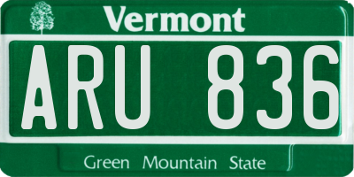 VT license plate ARU836