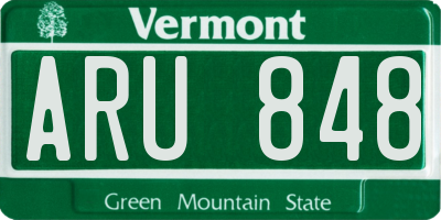 VT license plate ARU848