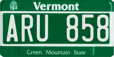 VT license plate ARU858