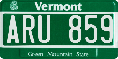 VT license plate ARU859