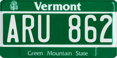 VT license plate ARU862