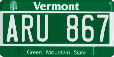VT license plate ARU867