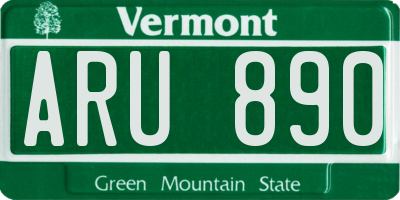 VT license plate ARU890