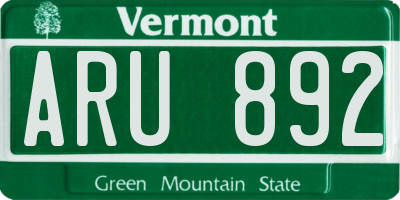 VT license plate ARU892