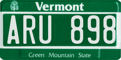 VT license plate ARU898