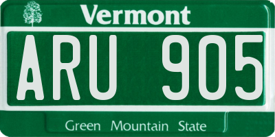 VT license plate ARU905