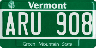 VT license plate ARU908