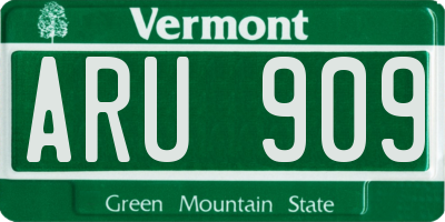 VT license plate ARU909