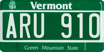 VT license plate ARU910