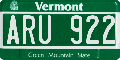 VT license plate ARU922