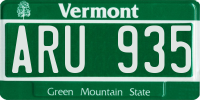 VT license plate ARU935