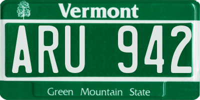 VT license plate ARU942