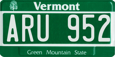 VT license plate ARU952