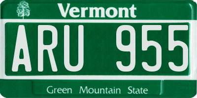 VT license plate ARU955