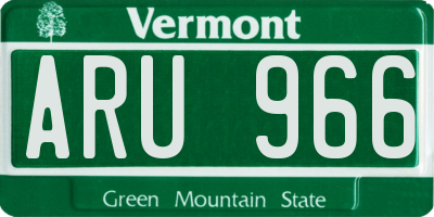 VT license plate ARU966