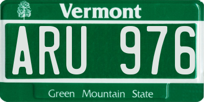 VT license plate ARU976