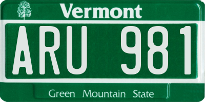 VT license plate ARU981