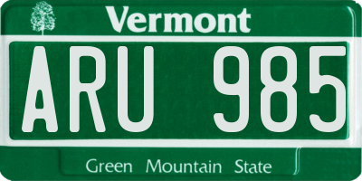 VT license plate ARU985